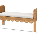bali & pari Reiko Handwoven Natural Rattan Bench with Scalloped Detailing - Boho Farmhouse Entryway, Bedroom, or Living Room Accent Seating