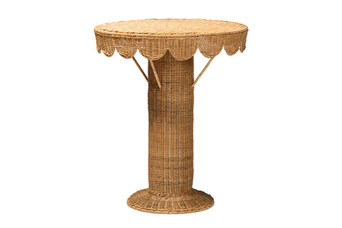bali & pari Pabla Bohemian Light Honey Rattan Scalloped Console Table