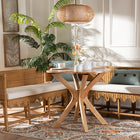 bali & pari Seranay Bohemian Scallop Light Honey Rattan 2-Piece Dining Nook Set