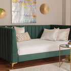 Baxton Studio Oksana Glam and Luxe Emerald Green Velvet and Gold Metal Full Daybed