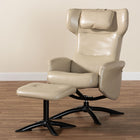 Baxton Studio Elwood Modern Beige Faux Leather 2-Piece Lounge Chair and Footrest Set