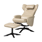 Baxton Studio Elwood Modern Beige Faux Leather 2-Piece Lounge Chair and Footrest Set