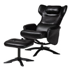 Baxton Studio Elwood Modern Black Faux Leather 2-Piece Lounge Chair and Footrest Set