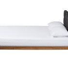Baxton Studio Mariette Japandi Dark Grey Teddy Fabric and Walnut Brown Wood Queen Bed