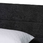 Baxton Studio Mariette Japandi Dark Grey Teddy Fabric and Walnut Brown Wood Queen Bed