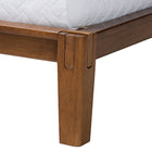 Baxton Studio Mariette Japandi Dark Grey Teddy Fabric and Walnut Brown Wood Queen Bed