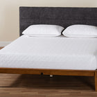 Baxton Studio Mariette Japandi Dark Grey Teddy Fabric and Walnut Brown Wood Queen Bed