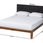 Baxton Studio Mariette Japandi Dark Grey Teddy Fabric and Walnut Brown Wood Queen Bed