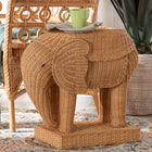bali & pari Elissa Bohemian Light Honey Rattan Elephant End Table