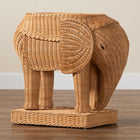 bali & pari Elissa Bohemian Light Honey Rattan Elephant End Table