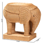 bali & pari Elissa Bohemian Light Honey Rattan Elephant End Table