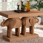 bali & pari Elissa Bohemian Honey Rattan Elephant Console Table