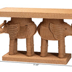 bali & pari Elissa Bohemian Honey Rattan Elephant Console Table