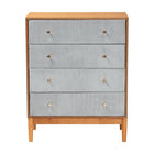 Baxton Studio Taylin Mid-Century Grey Corduroy and Oak Brown Wood 4-Drawer Chest