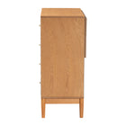 Baxton Studio Taylin Mid-Century Grey Corduroy and Oak Brown Wood 4-Drawer Chest