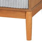 Baxton Studio Taylin Mid-Century Grey Corduroy and Oak Brown Wood 4-Drawer Chest