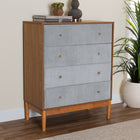 Baxton Studio Taylin Mid-Century Grey Corduroy and Oak Brown Wood 4-Drawer Chest