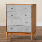 Baxton Studio Taylin Mid-Century Grey Corduroy and Oak Brown Wood 4-Drawer Chest