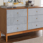 Baxton Studio Taylin Mid-Century Grey Corduroy and Oak Brown Wood 6-Drawer Dresser