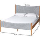 Baxton Studio Taylin Mid-Century Grey Corduroy and Oak Brown Wood Queen Bed