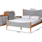 Baxton Studio Taylin Mid-Century Grey Corduroy and Oak Brown Wood Queen 5-Piece Bedroom Set