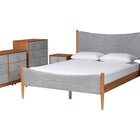 Baxton Studio Taylin Mid-Century Grey Corduroy and Oak Brown Wood Queen 5-Piece Bedroom Set