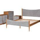 Baxton Studio Taylin Mid-Century Grey Corduroy and Oak Brown Wood Queen 5-Piece Bedroom Set