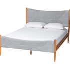 Baxton Studio Taylin Mid-Century Grey Corduroy and Oak Brown Wood Queen 5-Piece Bedroom Set