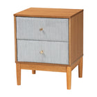 Baxton Studio Taylin Mid-Century Grey Corduroy and Oak Brown Wood Queen 5-Piece Bedroom Set