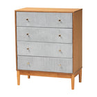 Baxton Studio Taylin Mid-Century Grey Corduroy and Oak Brown Wood Queen 5-Piece Bedroom Set