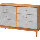 Baxton Studio Taylin Mid-Century Grey Corduroy and Oak Brown Wood Queen 5-Piece Bedroom Set