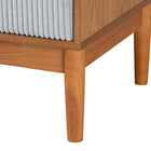Baxton Studio Taylin Mid-Century Grey Corduroy and Oak Brown Wood Queen 5-Piece Bedroom Set