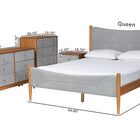 Baxton Studio Taylin Mid-Century Grey Corduroy and Oak Brown Wood Queen 4-Piece Bedroom Set