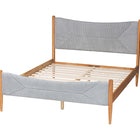 Baxton Studio Taylin Mid-Century Grey Corduroy and Oak Brown Wood Queen Bed