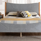 Baxton Studio Taylin Mid-Century Grey Corduroy and Oak Brown Wood Queen Bed