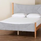Baxton Studio Taylin Mid-Century Grey Corduroy and Oak Brown Wood Queen Bed