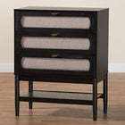 Baxton Studio Shirin Mid-Century Beige Fabric and Black Wood 3-Drawer Chest
