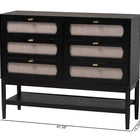 Baxton Studio Shirin Mid-Century Beige Fabric and Black Wood 6-Drawer Dresser