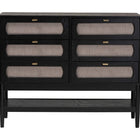Baxton Studio Shirin Mid-Century Beige Fabric and Black Wood 6-Drawer Dresser