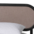 Baxton Studio Shirin Mid-Century Beige Fabric and Black Wood Queen 4-Piece Bedroom Set with Two nightstands