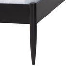 Baxton Studio Shirin Mid-Century Beige Fabric and Black Wood Queen 4-Piece Bedroom Set with Two nightstands