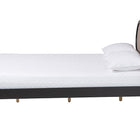 Baxton Studio Shirin Mid-Century Beige Fabric and Black Wood Queen Platform Bed