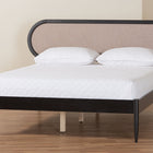 Baxton Studio Shirin Mid-Century Beige Fabric and Black Wood Queen Platform Bed