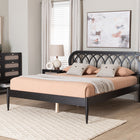 Baxton Studio Florica Art Deco Black Wood Queen 4-Piece Bedroom Set with Two Nightstands