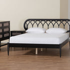 Baxton Studio Florica Art Deco Black Wood Queen 4-Piece Bedroom Set with Two Nightstands