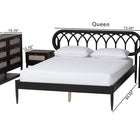 Baxton Studio Florica Art Deco Black Wood Queen 4-Piece Bedroom Set with Two Nightstands