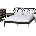 Baxton Studio Florica Art Deco Black Wood Queen 4-Piece Bedroom Set with Two Nightstands