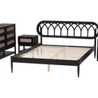 Baxton Studio Florica Art Deco Black Wood Queen 4-Piece Bedroom Set with Two Nightstands
