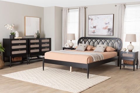 Baxton Studio Florica Art Deco Black Wood Queen 5-Piece Bedroom Set