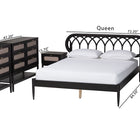 Baxton Studio Florica Art Deco Black Wood Queen 5-Piece Bedroom Set
